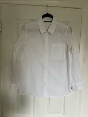 Monoprix White Button-Down Shirt with Chest Pocket